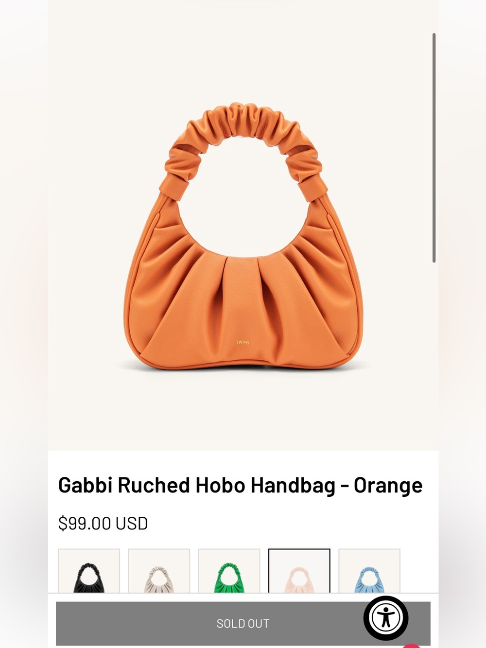 JW Pei Gabbi Rouched Bag in Orange